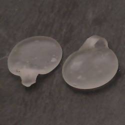Grosses perles en verre ronde Ø25mm plate couleur transparent givré (x 2)