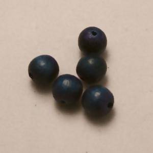 Perles en Bois rondes Ø6mm couleur bleu mer foncé (x 5)