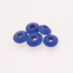 Perles en verre forme soucoupes Ø10-12mm couleur bleu jean opaque (x 5)