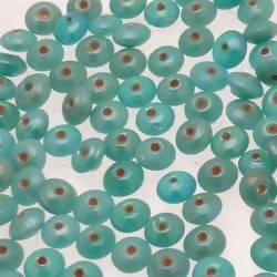 Perles en verre forme soucoupes Ø8mm couleur vert turquoise brillant (x 10)