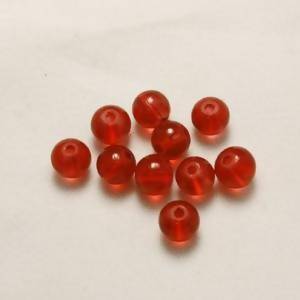 Perles en verre rondes Ø6mm couleur rouge transparente (x 10)