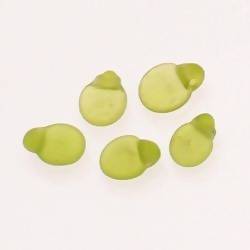 Perles en verre ronde plate Ø10mm couleur vert olive givré (x 5)