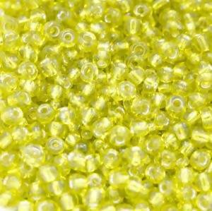 Perles de Rocaille 3mm couleur jaune transparent trou argenté (x 20g)