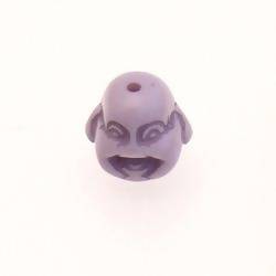 Perle résine forme tête de bouddha 17mm couleur mauve clair (x 1)