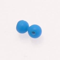Perle ronde en verre Ø8mm couleur bleu outremer opaque (x 2)