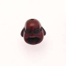 Perle résine forme tête de bouddha 17mm couleur chocolat (x 1)
