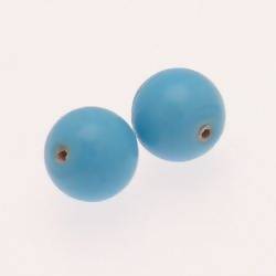 Perle en verre ronde Ø14mm couleur bleu ciel opaque (x 2)
