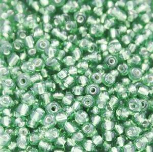 Perles de Rocaille 3mm couleur vert olive transparent trou argenté (x 20g)