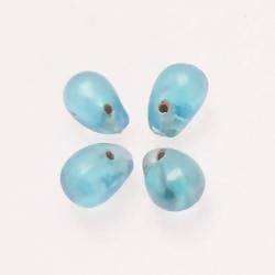 Perles en verre forme de grosses gouttes couleur bleu turquoise brillant (x 4)