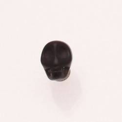 Perle en pierre Howlite breloque forme tête de mort 10x15mm couleur noir (x 1)