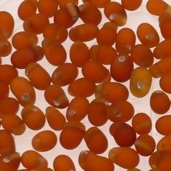 Perles en verre forme de petite goutte Ø5mm couleur ambre givré (x 10)