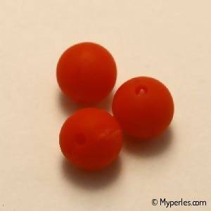 Perles rondes en silicone Ø10mm couleur rouge (x 3)