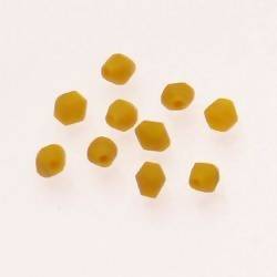 Perles en verre forme petite toupie Ø4mm couleur jaune givré (x 10)