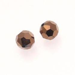 Perles en verre boule à facettes Ø10mm couleur bronze (x 2)