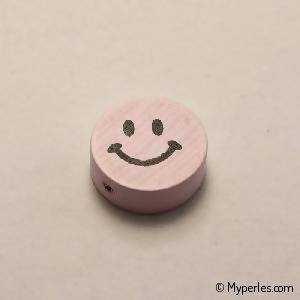 Perles en Bois forme sourire Ø16mm couleur rose (x 1)