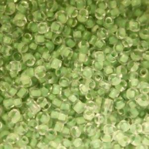 Perles de Rocaille 2mm couleur vert prairie transparent coeur blanc (x 20g)