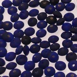 Perles en verre forme soucoupes Ø8mm couleur bleu marine givré (x 10)