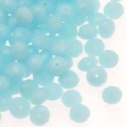 Perles en verre boules aplaties à facettes Ø5mm couleur bleu ciel (x 5)