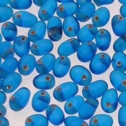Perles en verre forme de petite goutte Ø5mm couleur bleu lagon transparent (x 10)