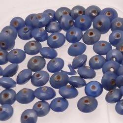 Perles en verre forme soucoupes Ø8mm couleur bleu jean brillant (x 10)