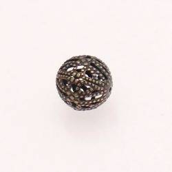Perle en métal boule filigrane Ø12mm couleur vieil or (x 1)