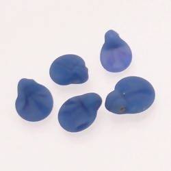 Perles en verre ronde plate Ø10mm couleur bleu jean givré (x 5)
