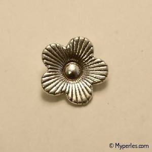Perle breloque en métal forme fleur 16x16mm couleur argent (x 1)