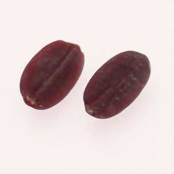 Perles en verre forme ovale 17x8mm couleur rouge foncé / rubis givré (x 2)