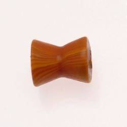 Perles en verre forme diabolo 17x15mm couleur orange à rayures (x 1)