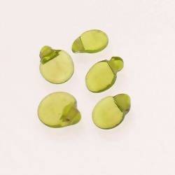 Perles en verre ronde plate Ø10mm couleur vert olive transparent (x 5)