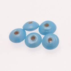 Perles en verre forme soucoupes Ø10-12mm couleur bleu ciel brillant (x 5)