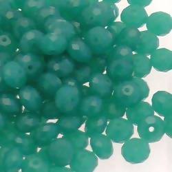 Perles en verre boules aplaties à facettes Ø5mm couleur bleu canard (x 5)