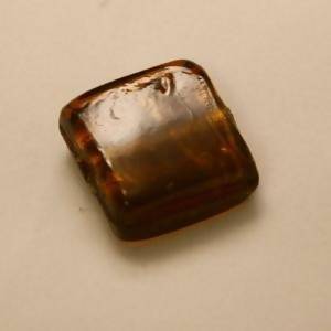 Perles en verre forme carré feuille argent 18x18mm couleur ambre (x 1)
