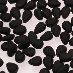 Perles en verre forme de goutte plate 10x7mm couleur Noir givré (x 1)