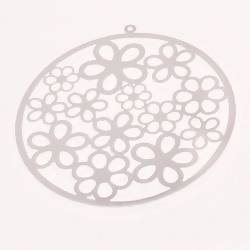 Perle plate en métal ajouré cercle filigrane Ø55mm couleur Argent (x 1)