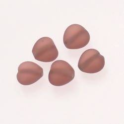 Perle en verre petit coeur 10mm couleur mauve lie de vin givré (x 5)