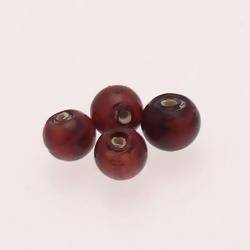 Perle en verre ronde Ø10mm Argent couleur Prune (x 4)