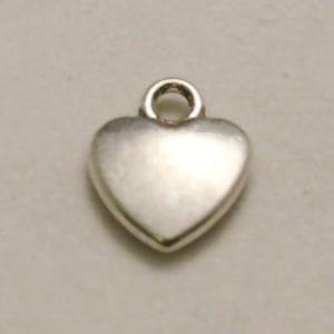 Perle en métal breloque coeur plein bombé 9x9mm couleur argent (x 1)