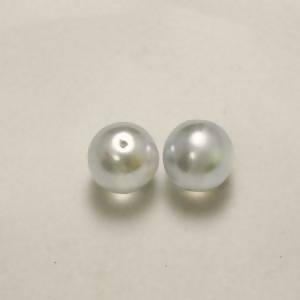 Perles en verre tchèque ronde Ø10mm gris clair transparent brillant (x 2)