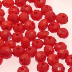 Perles en verre boules aplaties à facettes Ø5mm couleur rouge (x 5)