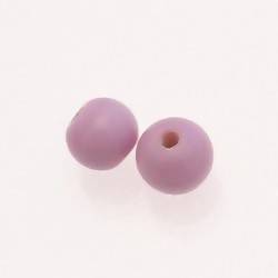 Perle en verre ronde Ø10mm couleur rose opaque (x 2)