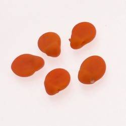 Perles en verre ronde plate Ø10mm couleur orange givré (x 5)