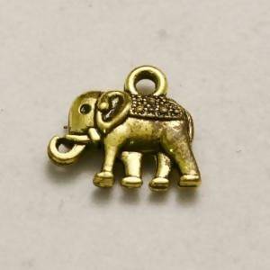 Perle en métal breloque éléphant profil avec tapis 13x8mm couleur or (x 1)