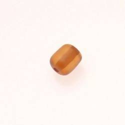 Perle en résine cylindre Ø10mm couleur marron caramel brillant (x 1)