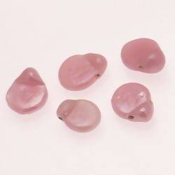 Perles en verre ronde plate Ø10mm couleur rose brillant (x 5)