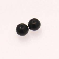 Perle ronde en verre Ø8mm couleur noir opaque (x 2)