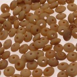 Perles en verre forme soucoupes Ø8mm couleur marron caramel givré (x 10)