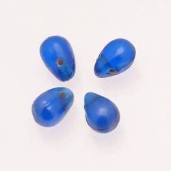 Perles en verre forme de grosses gouttes couleur bleu océan brillant (x 4)