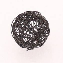 Perle en métal pelote de fil Ø15mm couleur noir / hématite (x 1)
