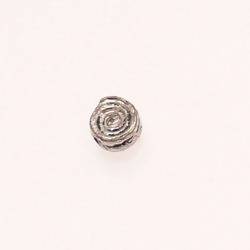 Perle en métal breloque forme rond à spirale Ø8mm couleur Argent (x 1)